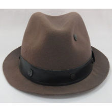 Wool Felt Fedora Hat with Leather Hatband (F-070008)